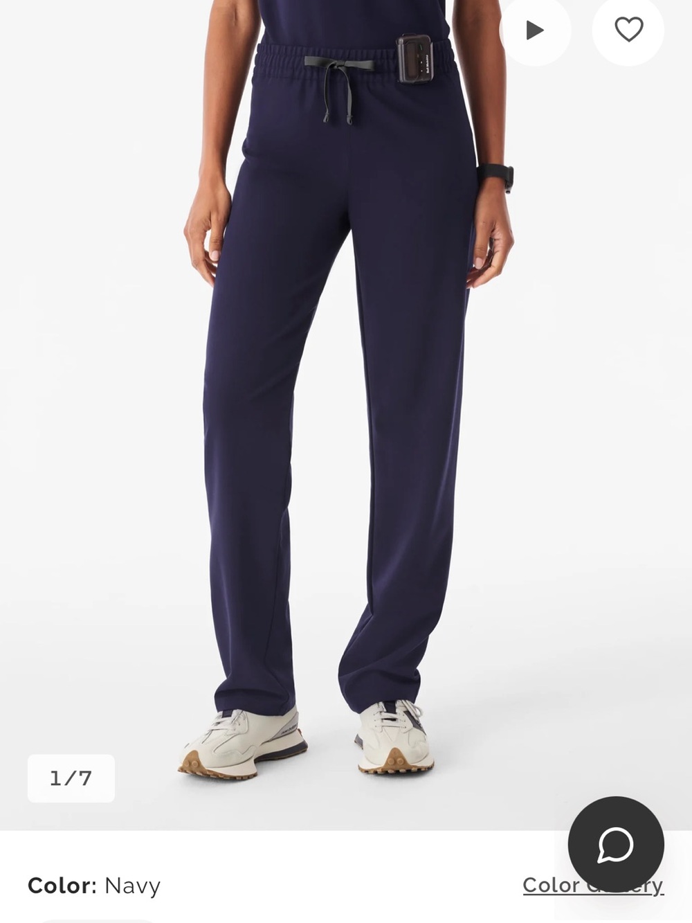 Figs Navy Wide-Leg Drawstring Pants